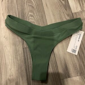 Green Ribbed Bikini Bottom
